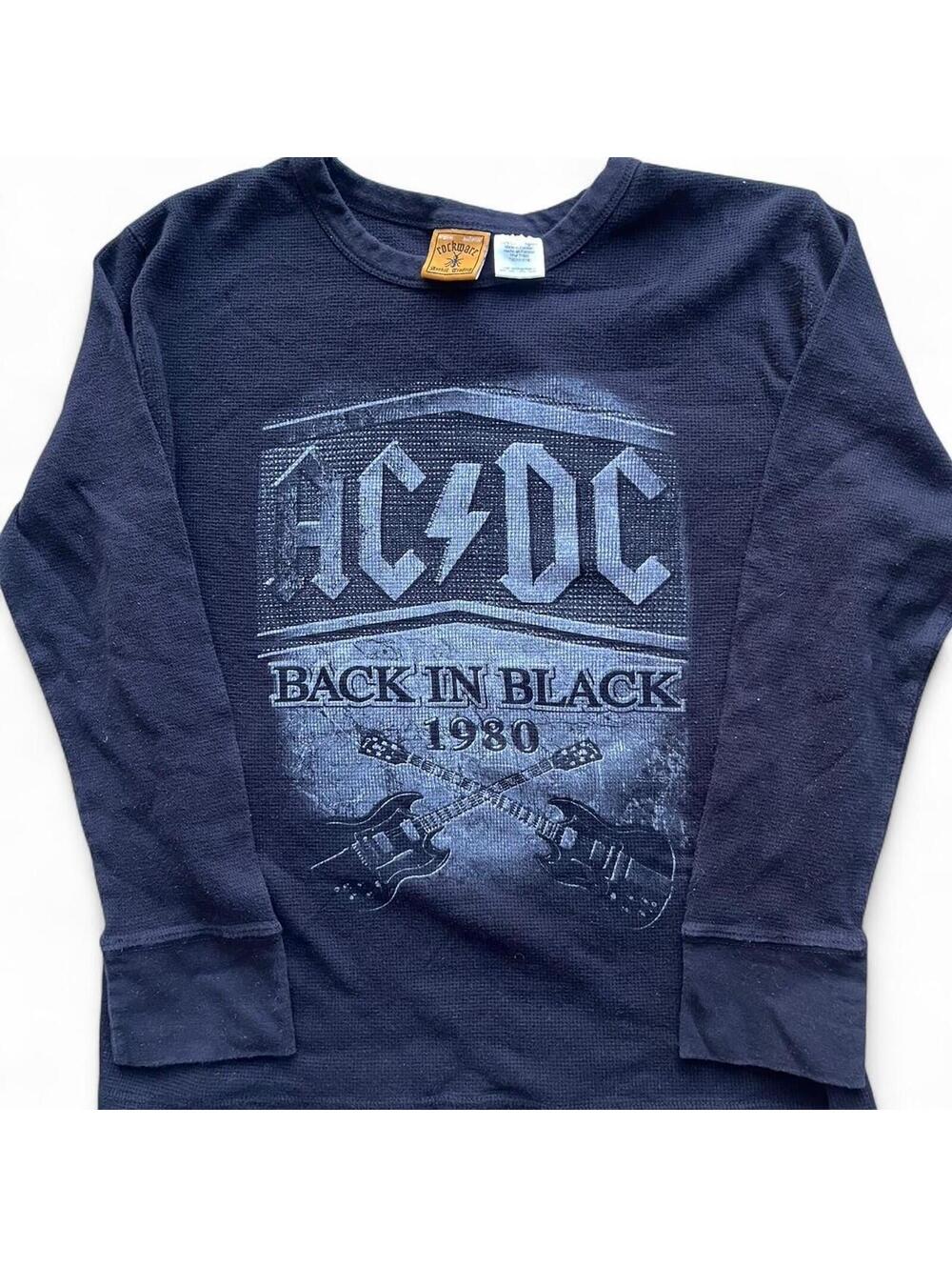 AC/DC Back in Black 1980 Sweatshirt Band Pullover Size Large